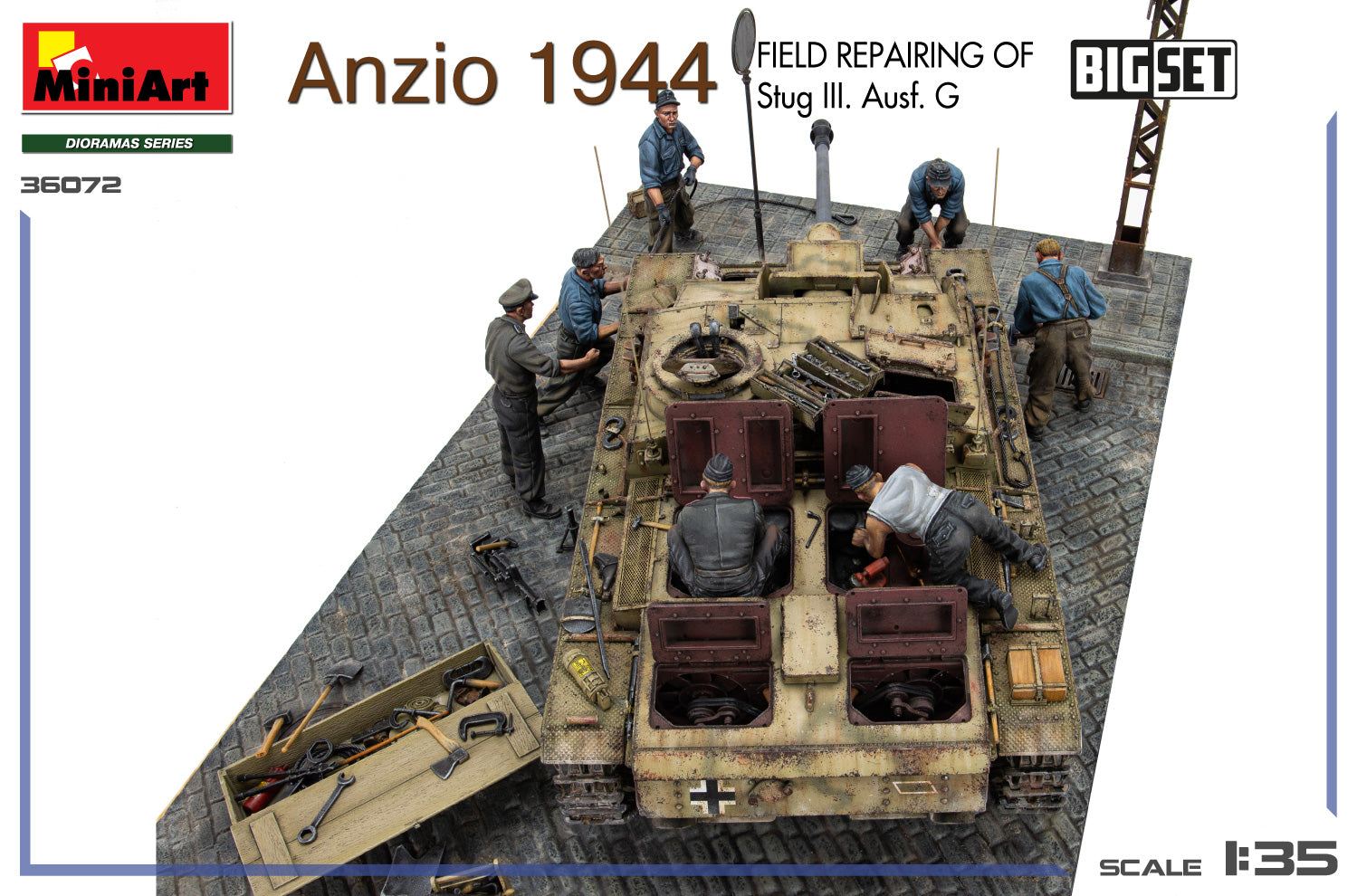 1/35 Anzio 1944. Field Repairing of Stug III. Ausf. G. Big Set