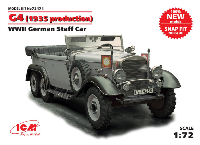 1/72 G4 1935 productionWWII German Staff Car snap fit/no glue