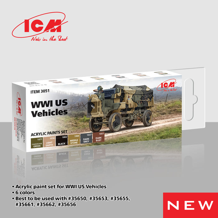 ACRYLIC SETS WWI US military vehicles  (6 bottles x 12 ml)