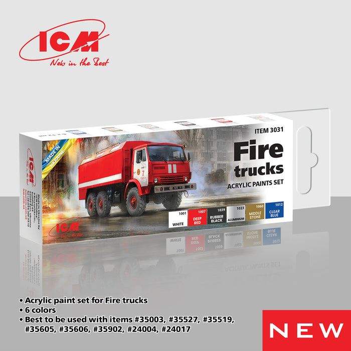 ACRYLIC SETS Fire trucks  (6 bottles x 12 ml)