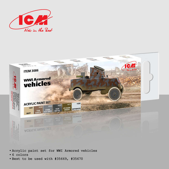 ACRYLIC SETS WWI Armored vehicles  (6 bottles x 12 ml)