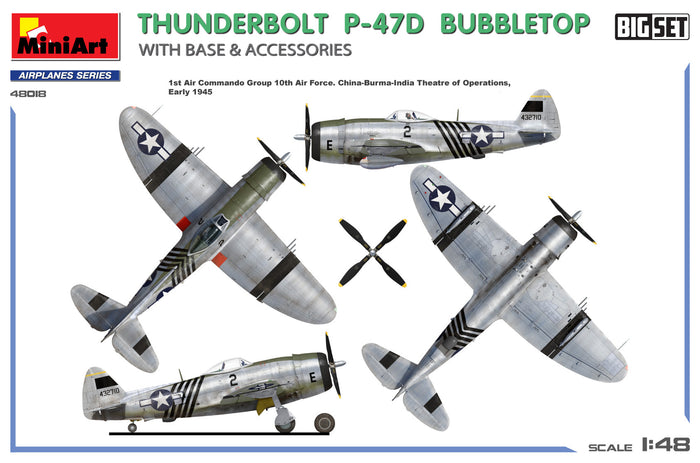 1/48 Thunderbolt P-47D Bubbletop  w/Base & Accessories. Big Set