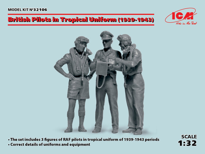 1/32 British Pilots in Tropical Uniform 1939-19433 figures