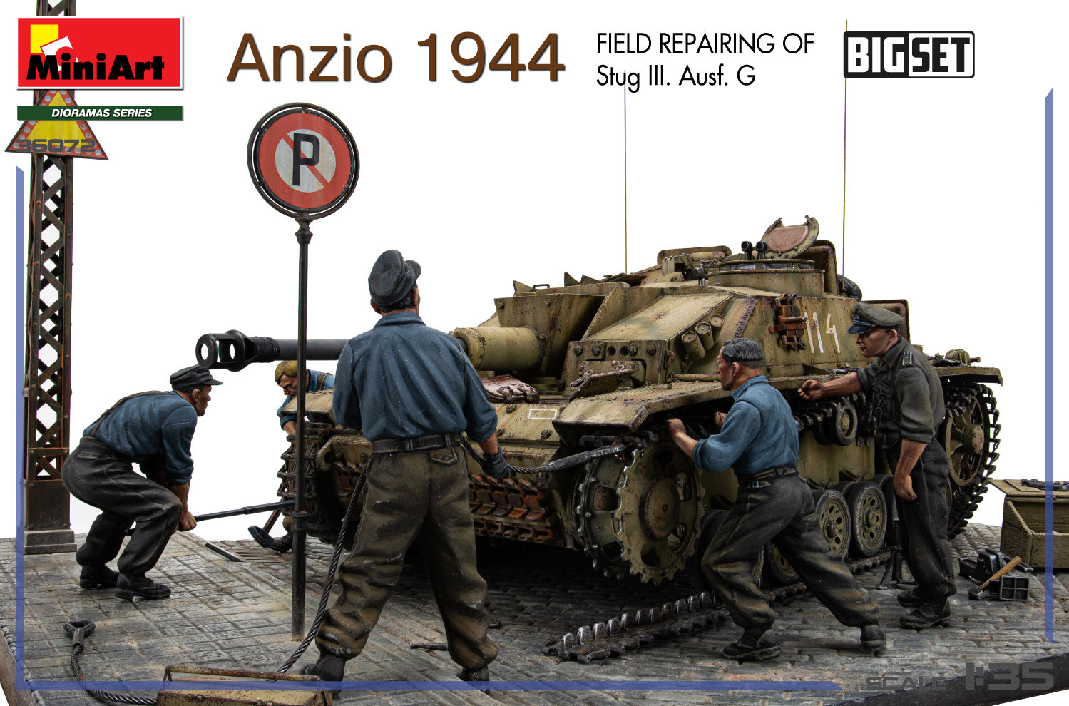 1/35 Anzio 1944. Field Repairing of Stug III. Ausf. G. Big Set