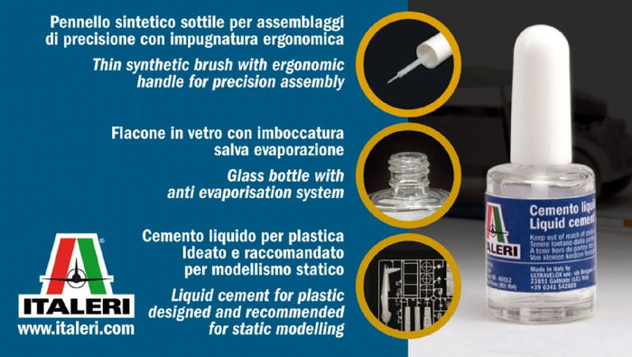 Cemento liquido per plastica 15 ml Pennello sottile sintetico con impugnatura ergonomica