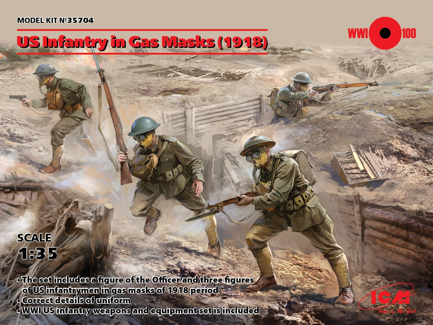 1/35 US Infantry in Gas Masks 19184 figures