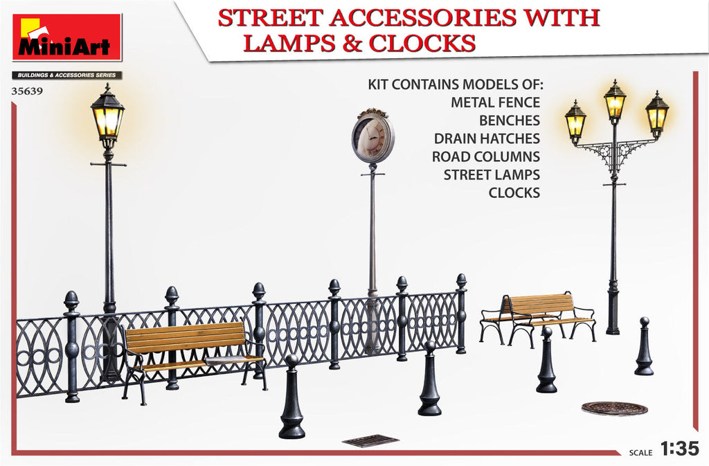 1/35 Street Accessories with Lamps & Clocks