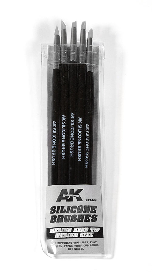 Set of 5 Silicone Brushes Medium Hard Tip Medium