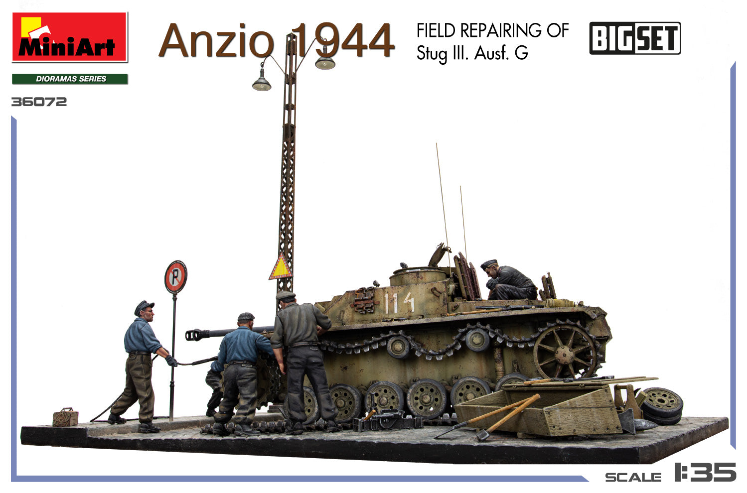 1/35 Anzio 1944. Field Repairing of Stug III. Ausf. G. Big Set