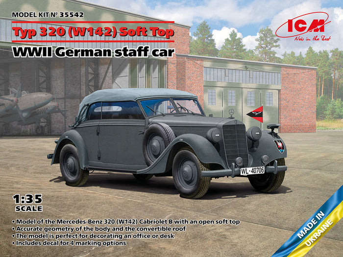 1/35 Typ 320 W142Cabriolet Soft Top WWII German staff car