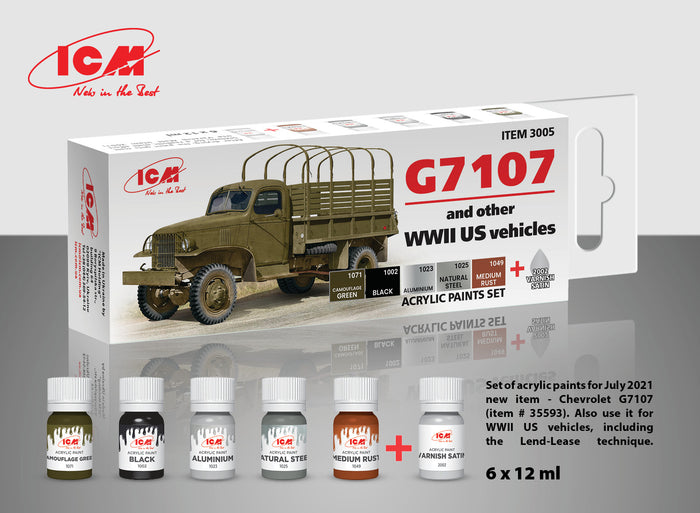 ACRYLIC SETS US WWII vehicles (G7107) (6 bottles x 12 ml)
