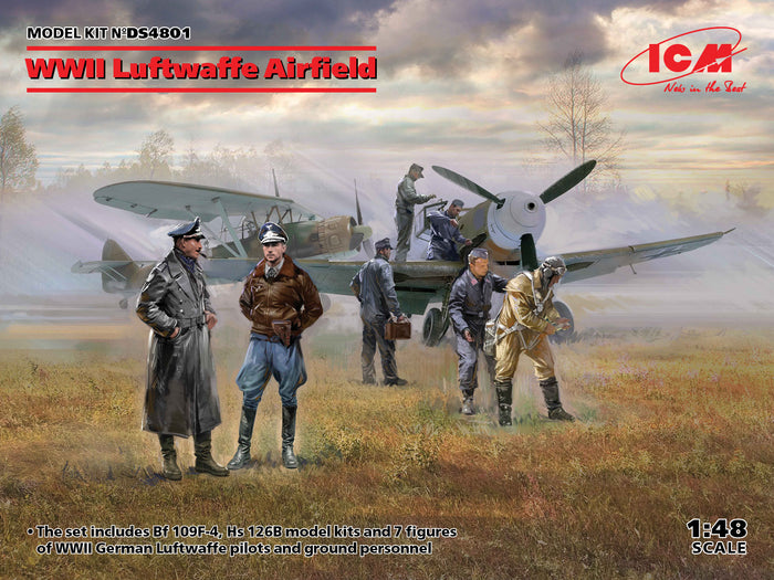 1/48 WWII Luftwaffe Airfield Messerschmitt Bf 109F-4 Hs 126 B-1 German L