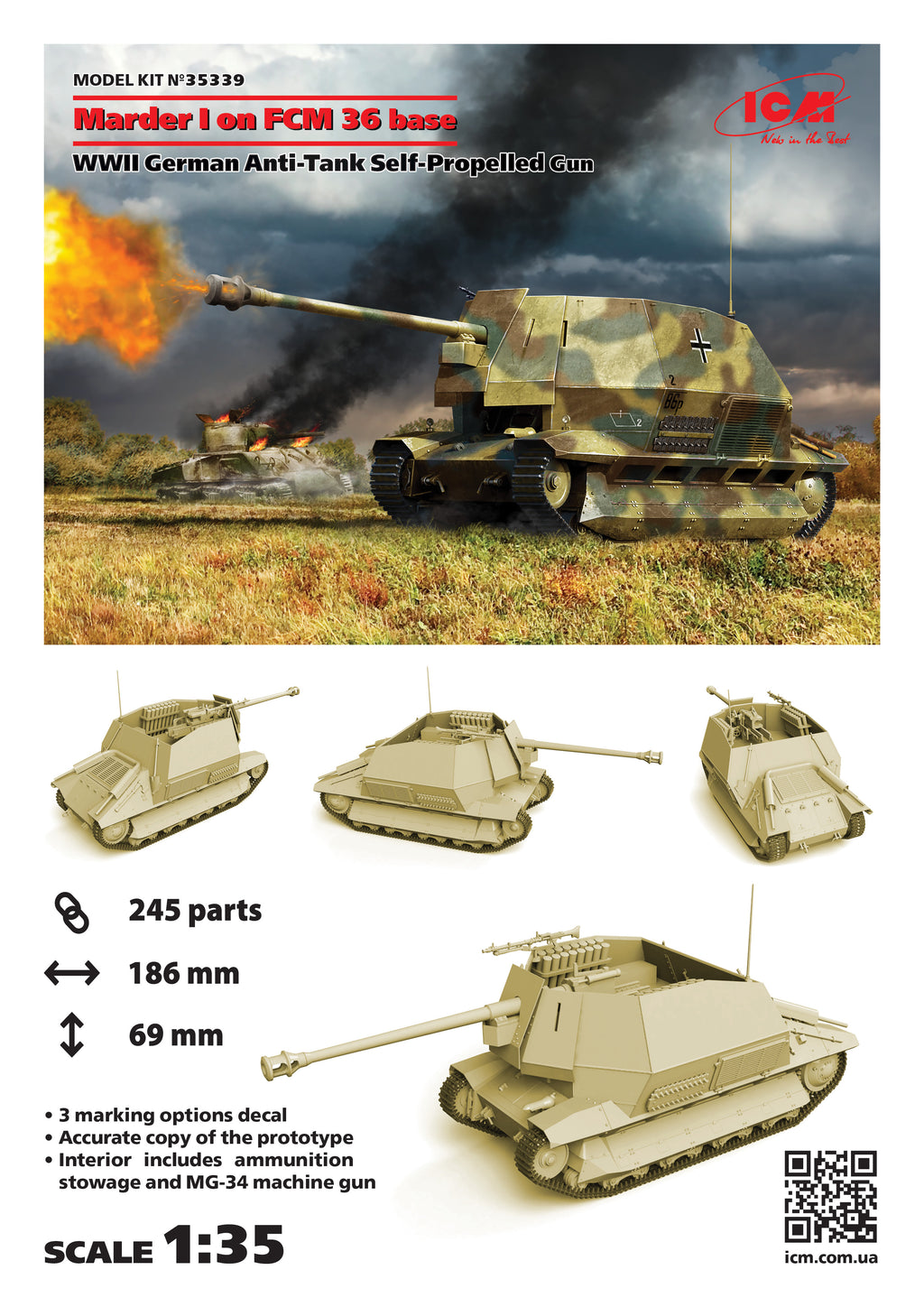 1/35 Marder I on FCM 36 base, WWII German Anti-Tank Self-Propelled Gun