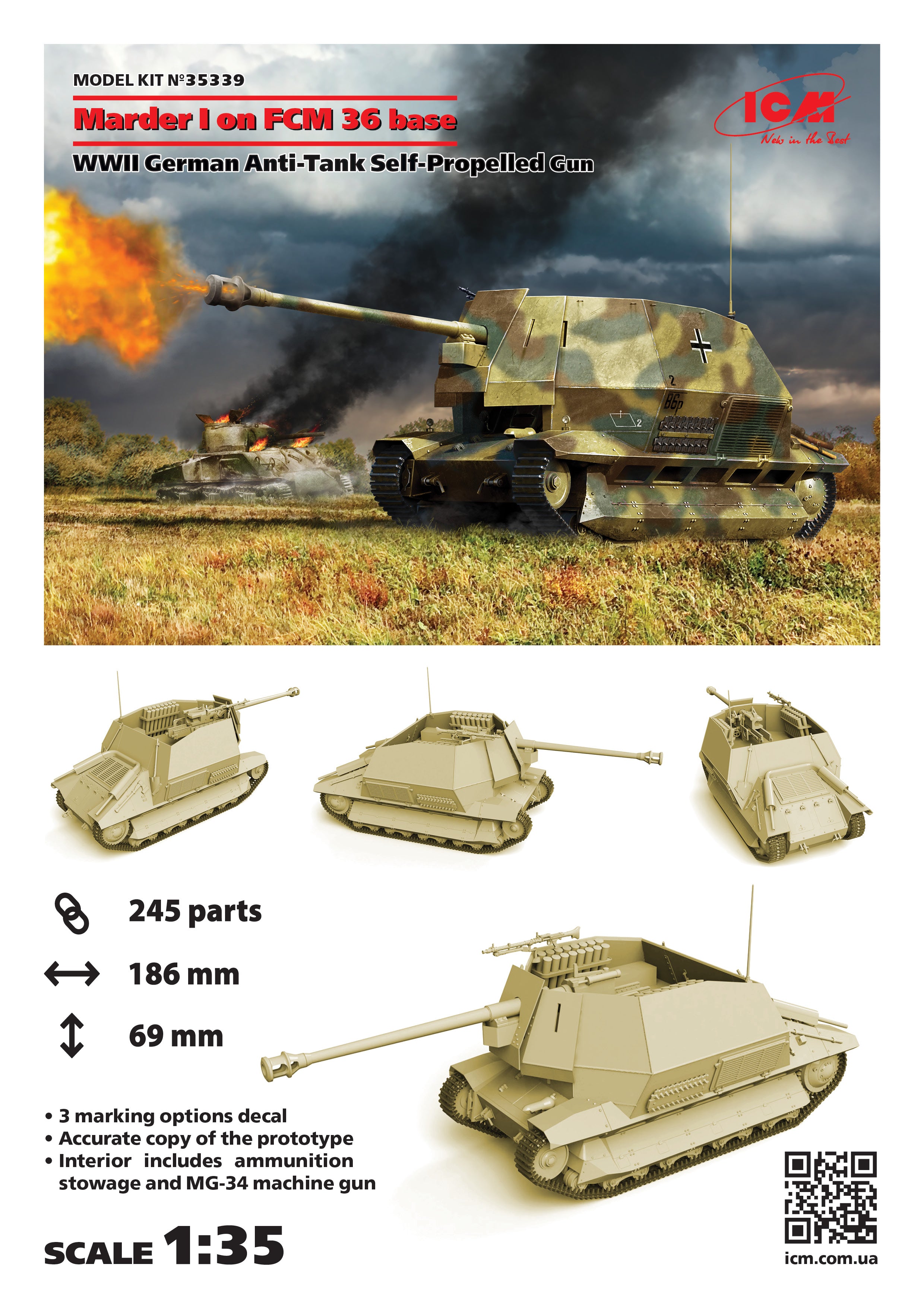 1/35 Marder I on FCM 36 base, WWII German Anti-Tank Self-Propelled Gun