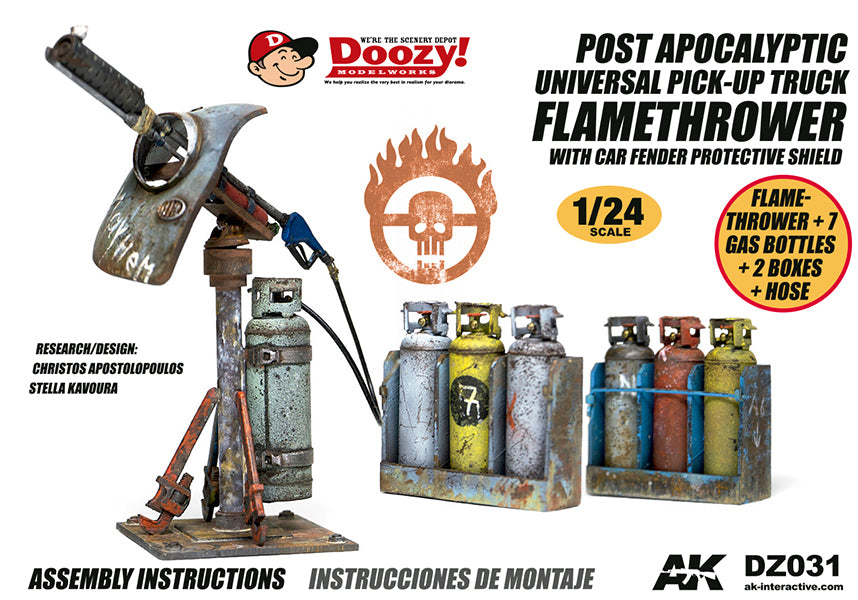 DOOZY! 1/24 TRUCK FLAMETHROWER WITH CAR FENDER PROTECTIVE SHIELD