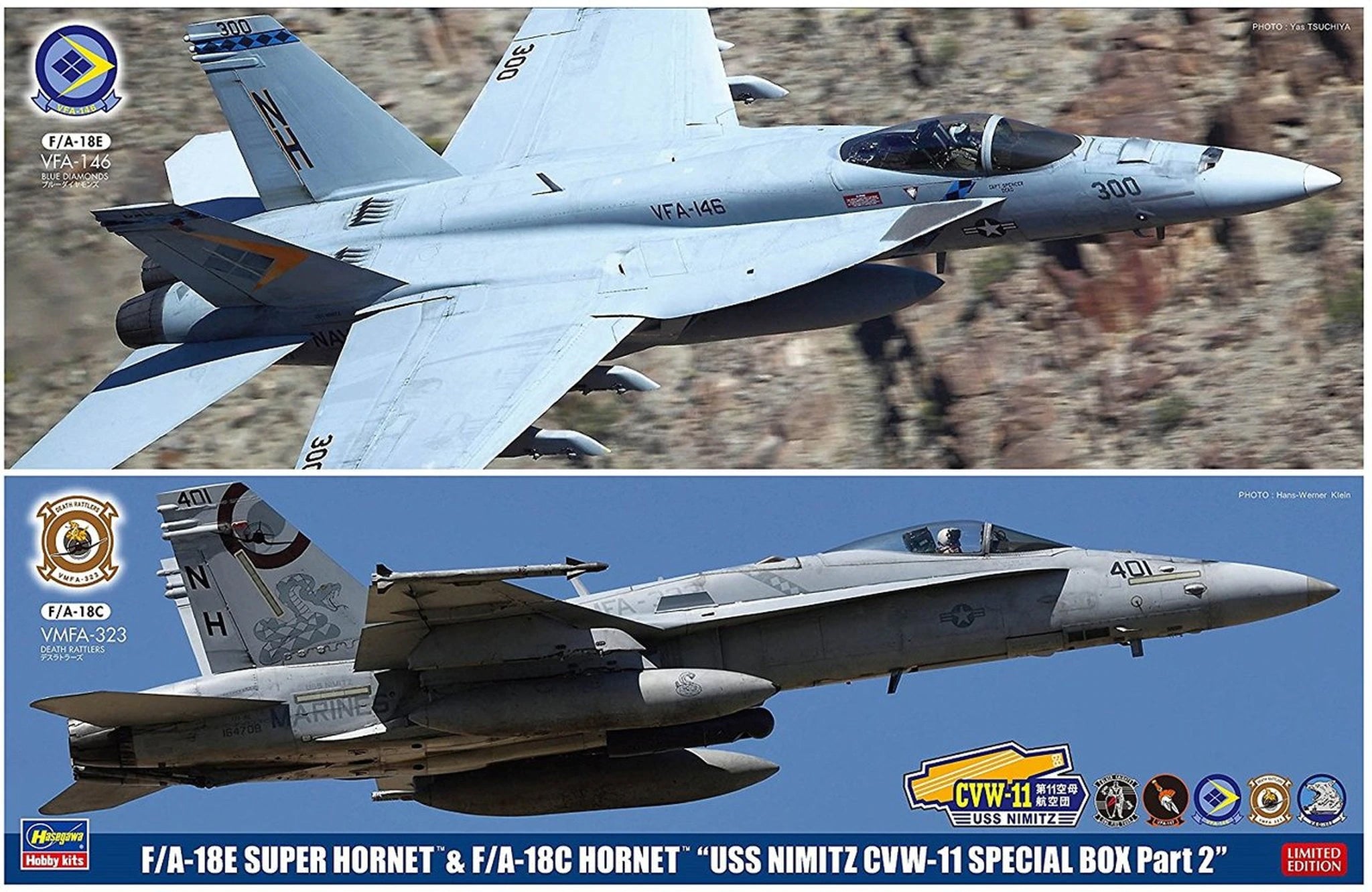1/72 FA18E Super Hornet & FA18C Hornet, USS Nimitz, 2 Baus.