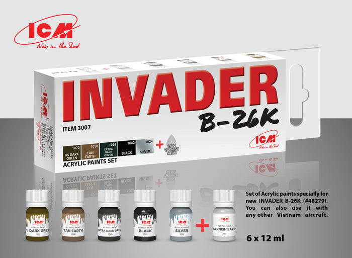 ACRYLIC SETS Invader B-26K and other Vietnam aircraft (6 bottles x 12 ml