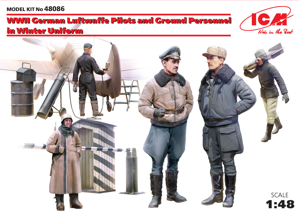 1/48 WWII German Luftwaffe Pilots and Ground Personnel in Winter Uniform