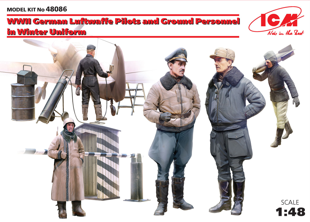 1/48 WWII German Luftwaffe Pilots and Ground Personnel in Winter Uniform