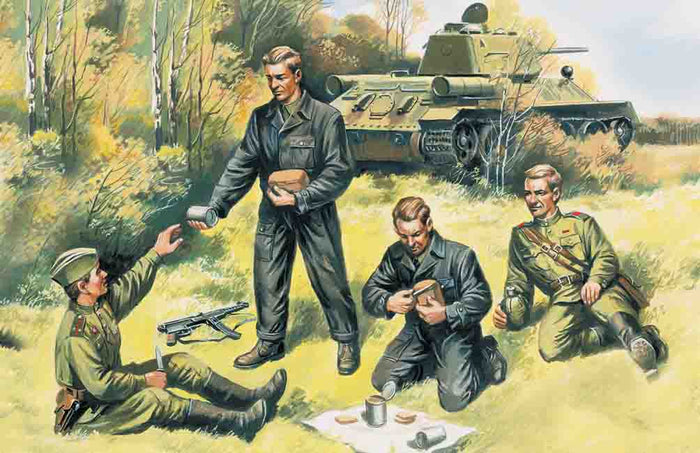1/35 Soviet Tank Crew 1943-19454 figures - 2 officers 2 tankmen
