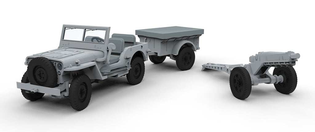 1/72 Willys Jeep, Trailer & 6PDR Gun