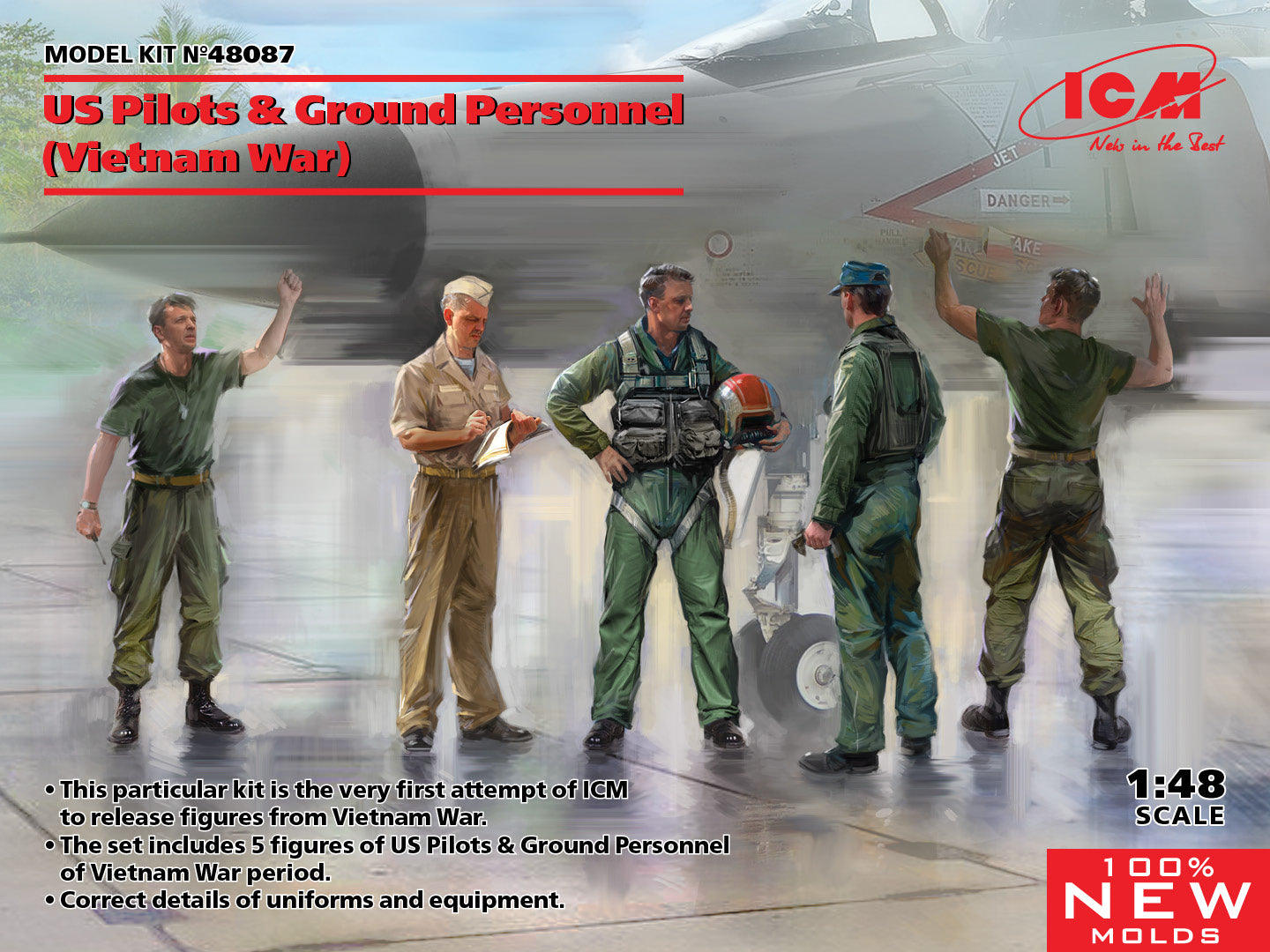1/48 US Pilots & Ground Personnel Vietnam War5 figures
