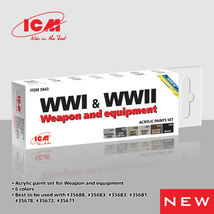 ACRYLIC SETS WWI & WWII Weapon and Equipment (6 bottles x 12 ml)
