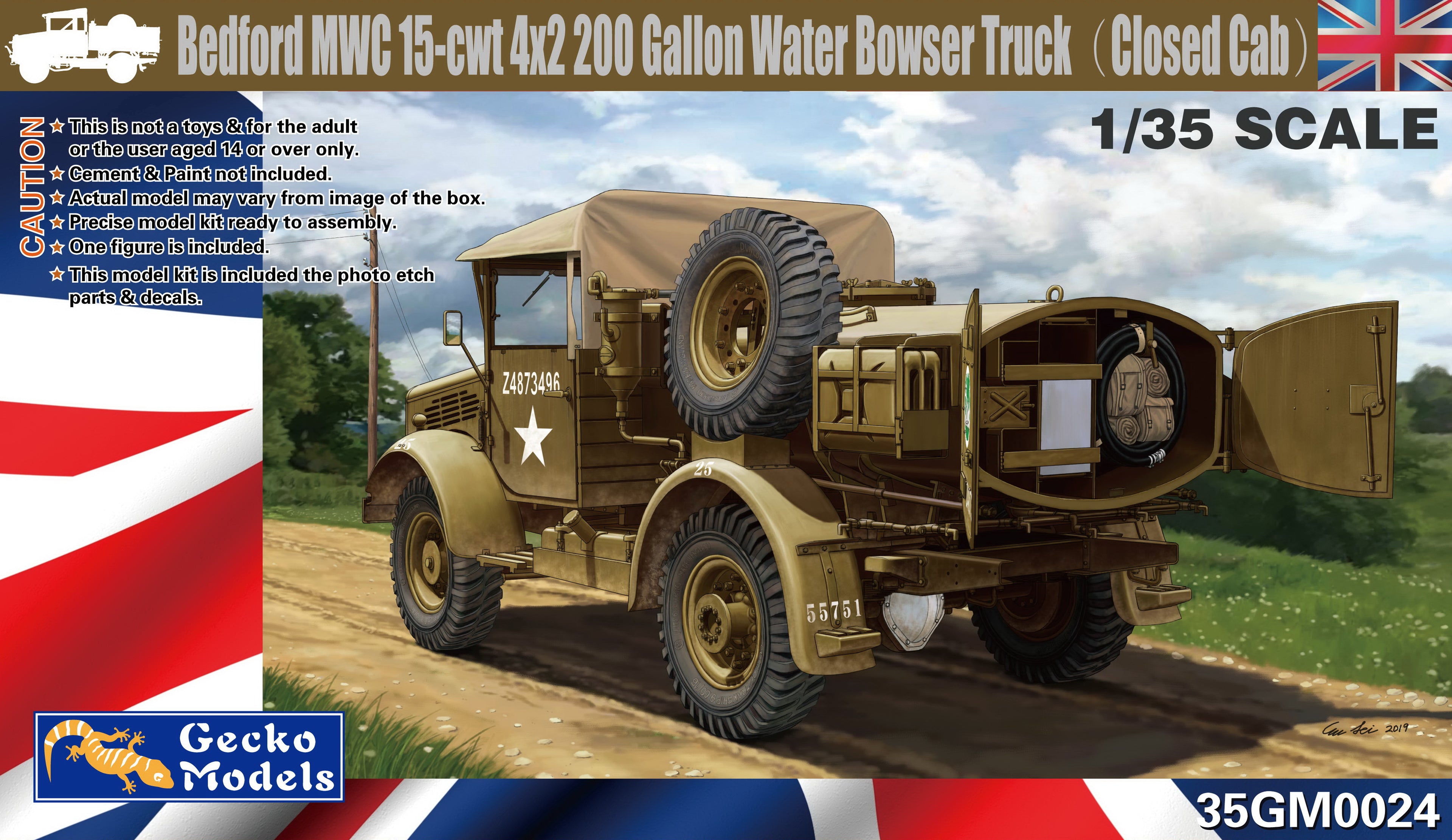 1/35 Bedford MWC 15-cwt 4x2 200 Gallon Water Bowser Truck (Close Cab)