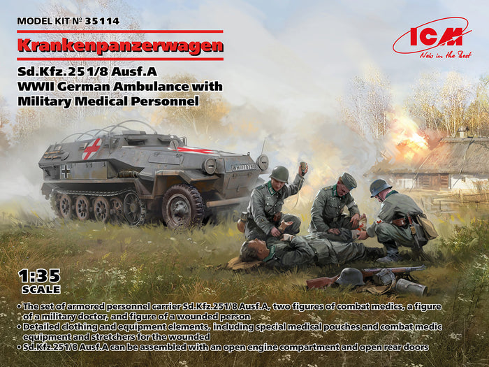 1/35 Krankenpanzerwagen’ Sd.Kfz.251/8 Ausf.A WWII German Ambulance with