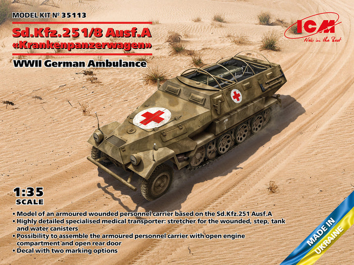 1/35 Sd.Kfz.251/8 Ausf.A Krankenpanzerwagen WWII German Ambulance