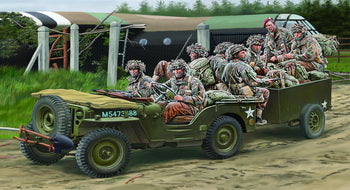 1/35 British Airborne Troops Riding In 1/4Ton Truck & Trailer