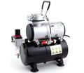 Airbrush mini compressor with air reservoir, single piston oil-free compressor