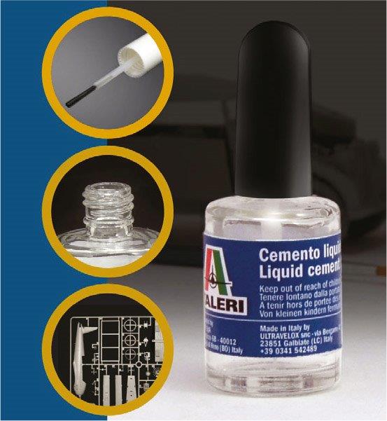 Cemento liquido per plastica 15 ml Pennello medio sintetico con impugnatura ergonomica