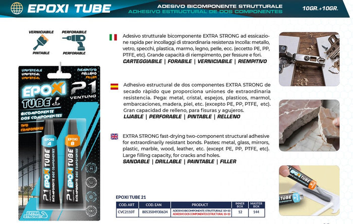 COLLA 21 EPOXI TUBE 21 ADESIVO BICOMPONENTE GR. 10+10