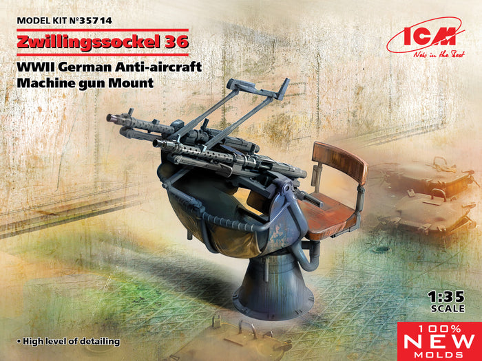 1/35 Zwillingssockel 36 WWII German Anti-aircraft Machihe gun Mount