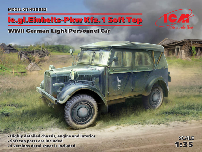1/35 le.gl.Einheitz-Pkw Kfz.1 Soft Top WWII German Light Personnel Car