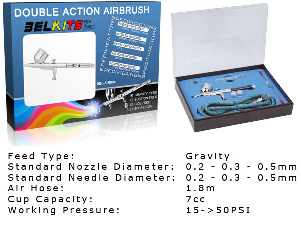 Set Aerografo a Gravità Doppia Azione con tutti gli accessori